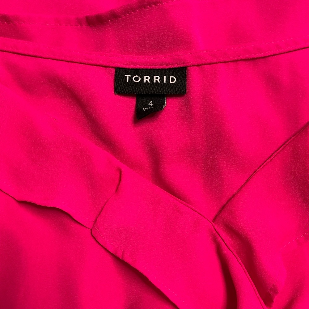 Torrid Fuchsia Ruffle Wrap Top - Picture 3 of 3